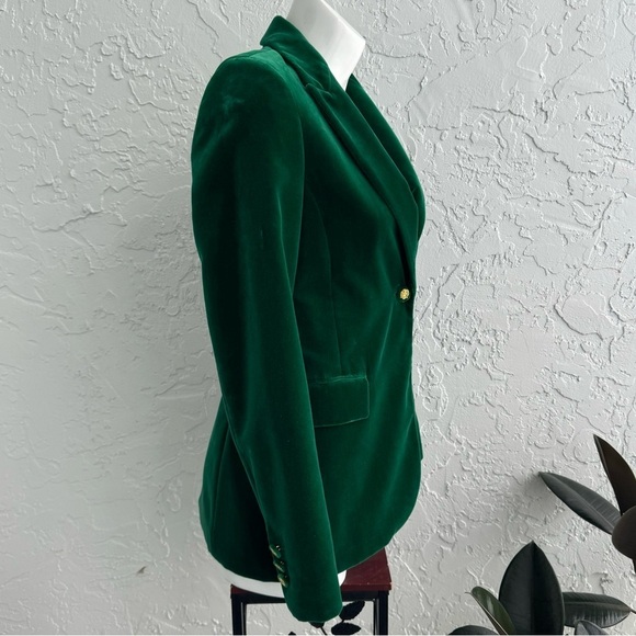 Zara LIMITED EDITION bloggers favorite emerald Green Velvet Blazer,size XS - Picture 5 of 16